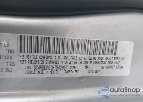 2017 Dodge Journey Se Awd из США, поврежденный, VIN 3C4PDDAG1HT542017